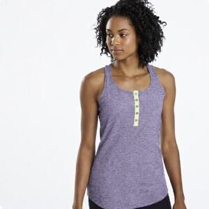 Oiselle Womens Lux Henley Racerback Tank Top Purple Green Sz 6 Running Train